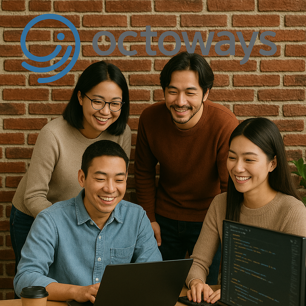 The Octoways software development team collaborating on a project