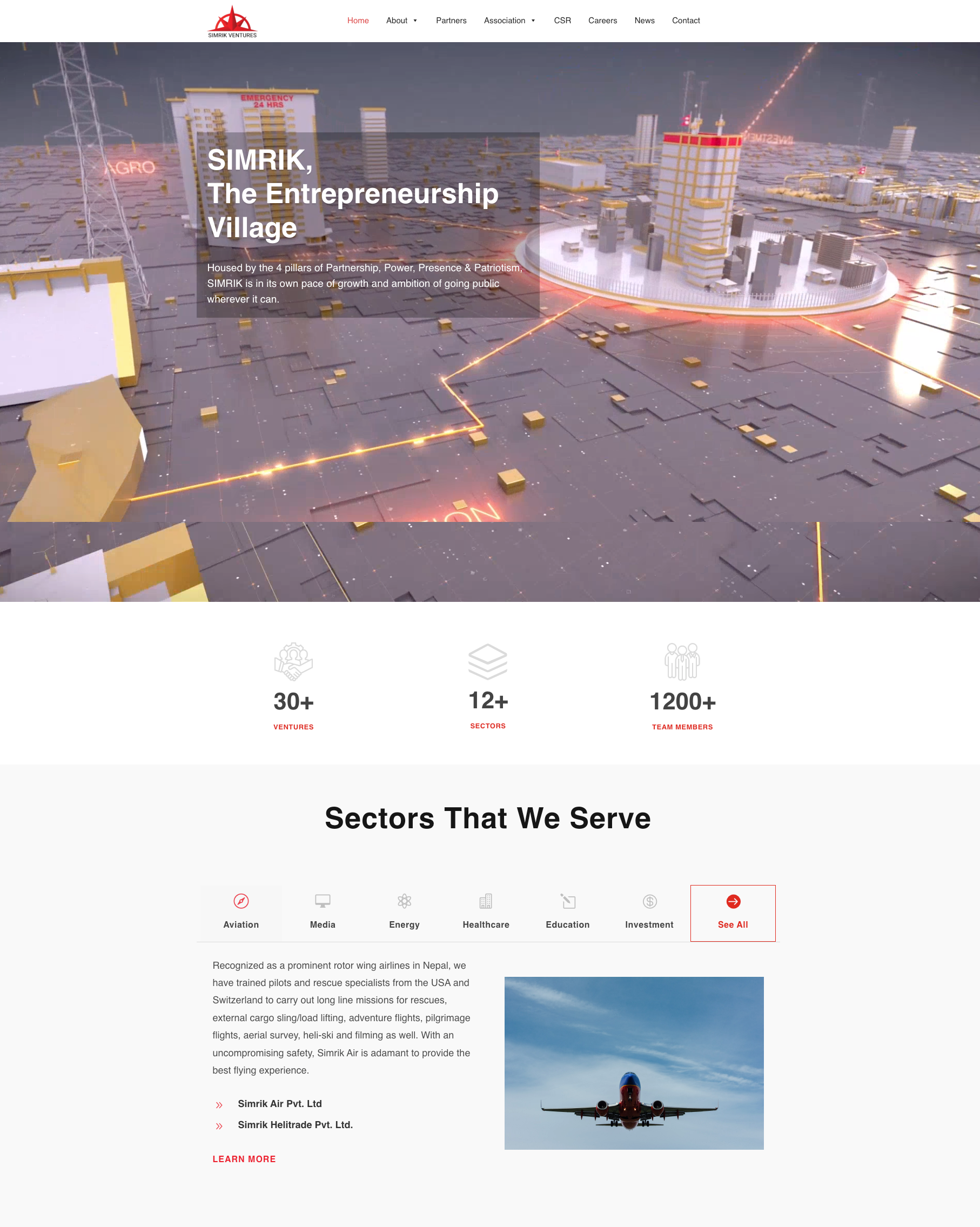 Simrik Ventures - Desktop View